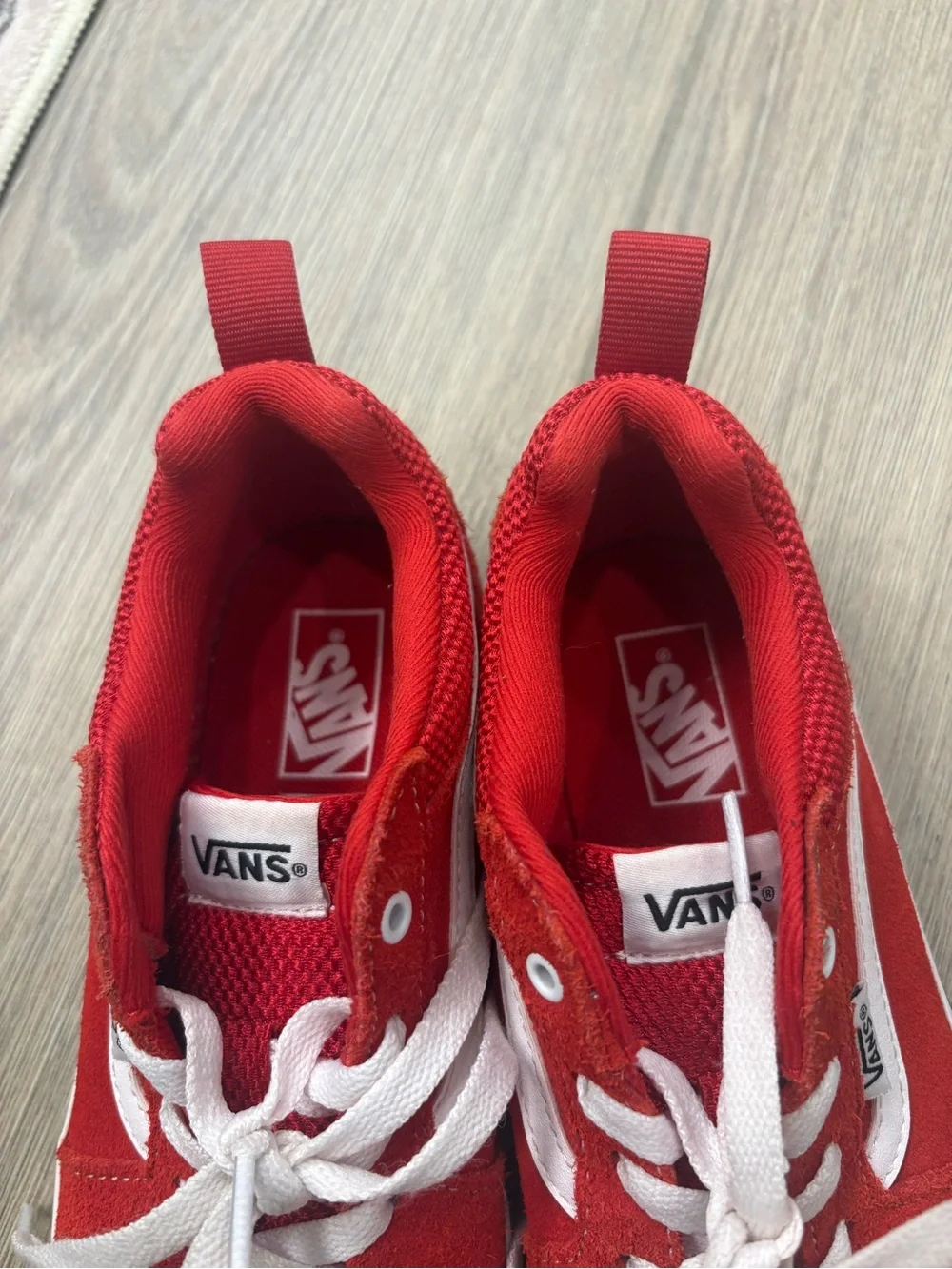 Vans Kids Red Low-Top Sneakers with White Side Stripe
